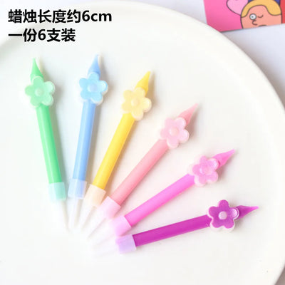 Rainbow Candle For Cake Heart Star Cute Bear Flower Birthday Wedding Decor South Korea Party Valentine's Day Gift Baking Supplie