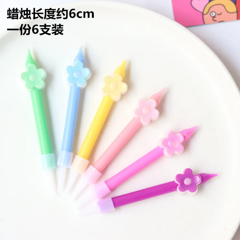 Rainbow Candle For Cake Heart Star Cute Bear Flower Birthday Wedding Decor South Korea Party Valentine&