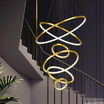 Modern Luxury Living Room chandelier Nordic originality Steel Ring LED Pendant Light Restaurant The hotel lobby home decor items