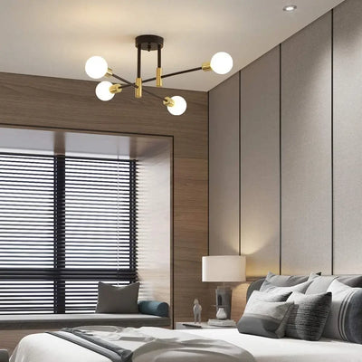 Sputnik Chandelier Industrial Semi Flush Mount Pendant Lamp Modern Ceiling Light Fixture for Kitchen Dining Bedroom Room