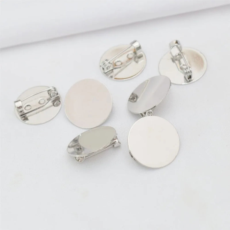 5Pcs 18/20/25mm Gold Circle Plate Brooch Cabochon Base Blanks Tray DIY Settings Brooch Jewelry Making Accessories Wholesale