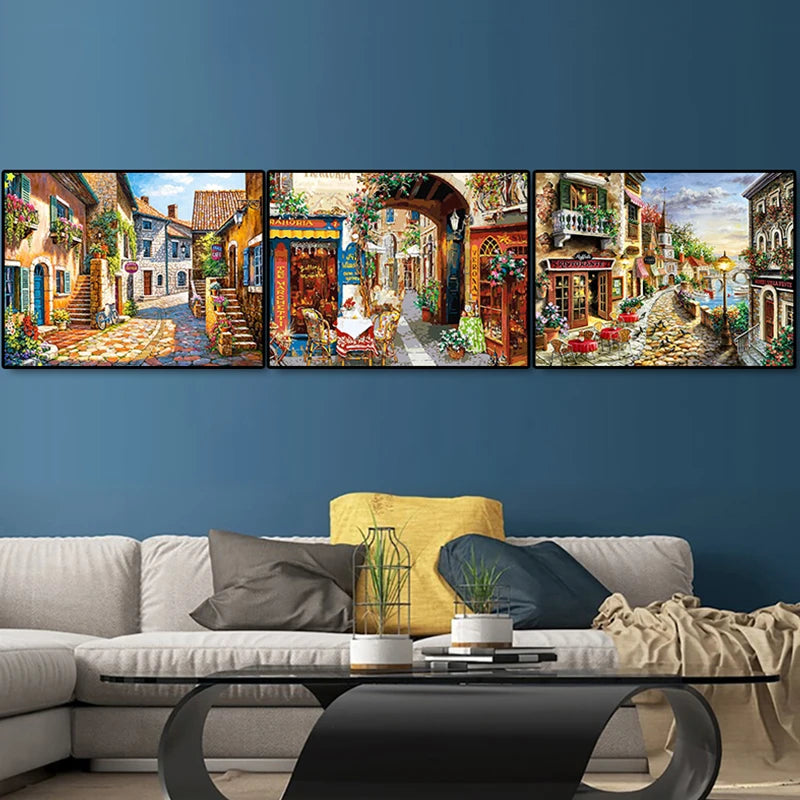 5D Diamond Painting Diamond Embroidery Street Resin Diamond Mosaic Town Landscape DIY Home Design Decoration