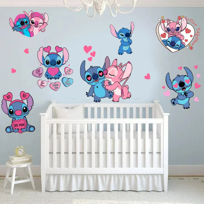 Cartoon Lilo & Stitch Rainbow Wall Stickers For Kid&