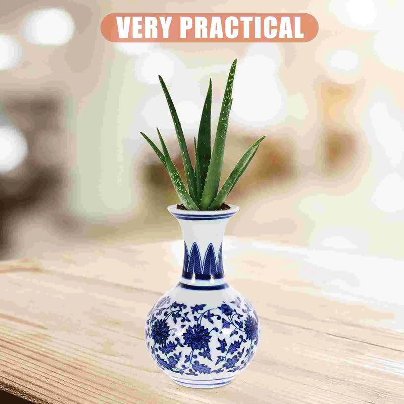 Decoration Small Blue and White Porcelain Vase Retro Decorative Plant Pot Tulip Home Ceramics