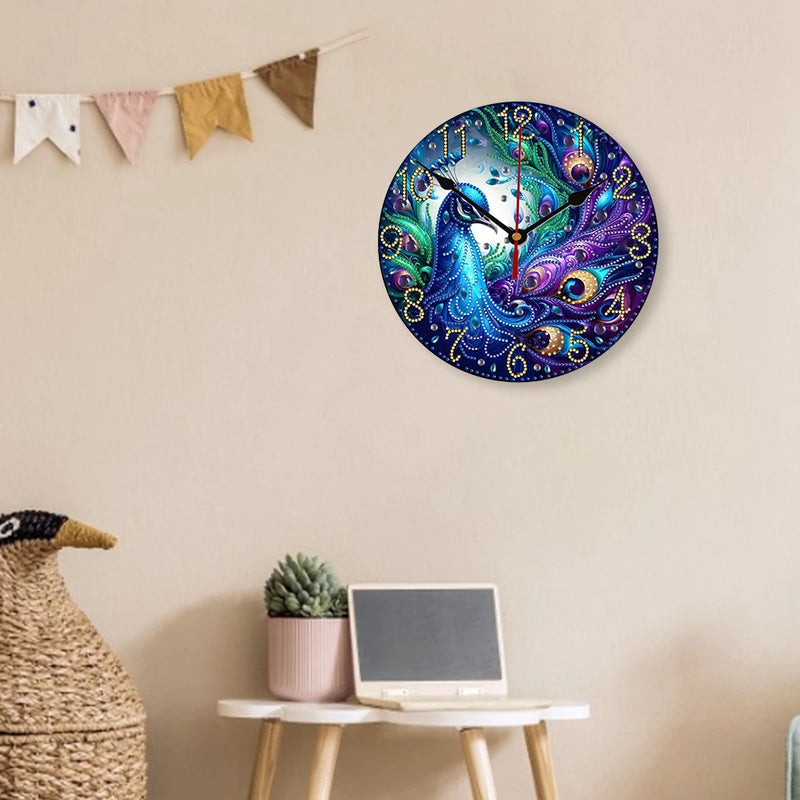 Peacock Special Shape 5D Diamond Painting Clock Art Craft Diamond Art Clock Pendants Kit Diamond Painting Clock for Home Decor