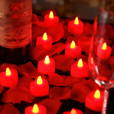 24pcs Heart Shape LED Flameless Tealight Candles Decorations For Romantic Night Valentines Day Wedding Anniversary Or Table D