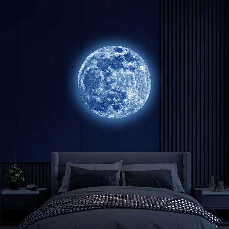 Hot Sale 3D Luminous Moon Wall Sticker Glow In The Dark Fluorescent Sticker PVC Home Kids Room Decals Wall Decor Wallpaper