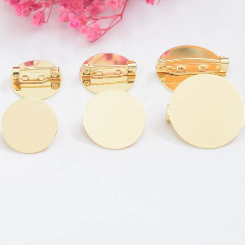 5Pcs 18/20/25mm Gold Circle Plate Brooch Cabochon Base Blanks Tray DIY Settings Brooch Jewelry Making Accessories Wholesale