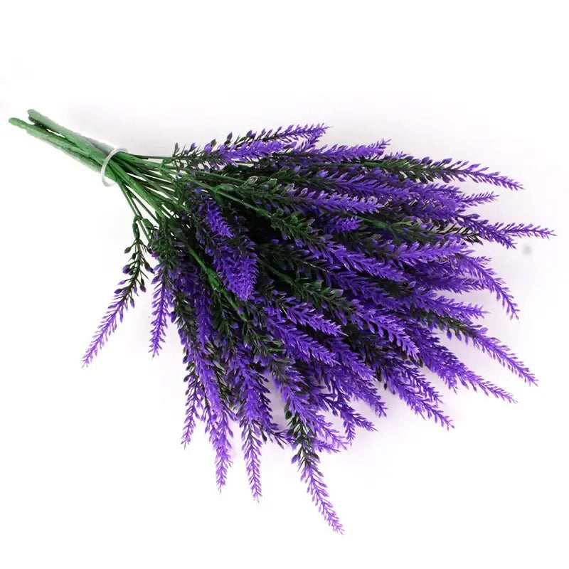 Lavender Artificial Flowers Outdoor UV Resistant Shrubs Plants Fake Flower Greenery for Office Kitchen Wedding Garden Decor