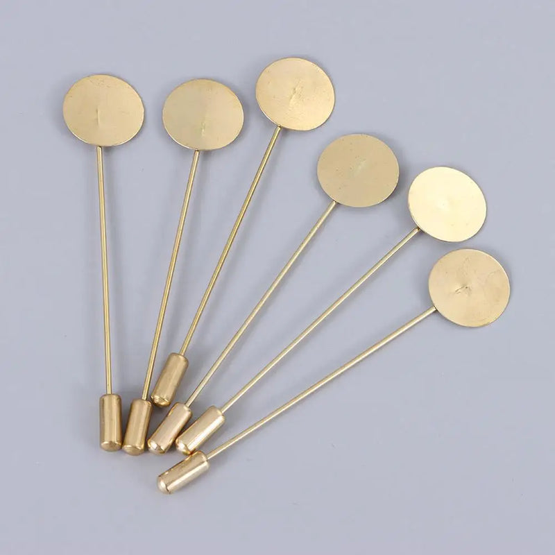 10pcs/set Simulated Pearl Copper Alloy Long Brooch Pin DIY Lapel Dress Jewelry Making Brooches Base/Tray Accessories