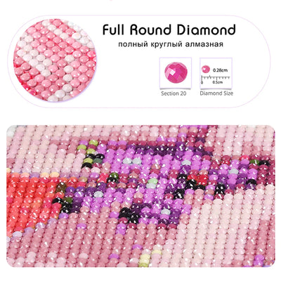 5D DIY Full Round Diamond Painting Letter Series Eeyore Donkey and Flowers Mosaic Art Kit Room Home Living Room Decoration