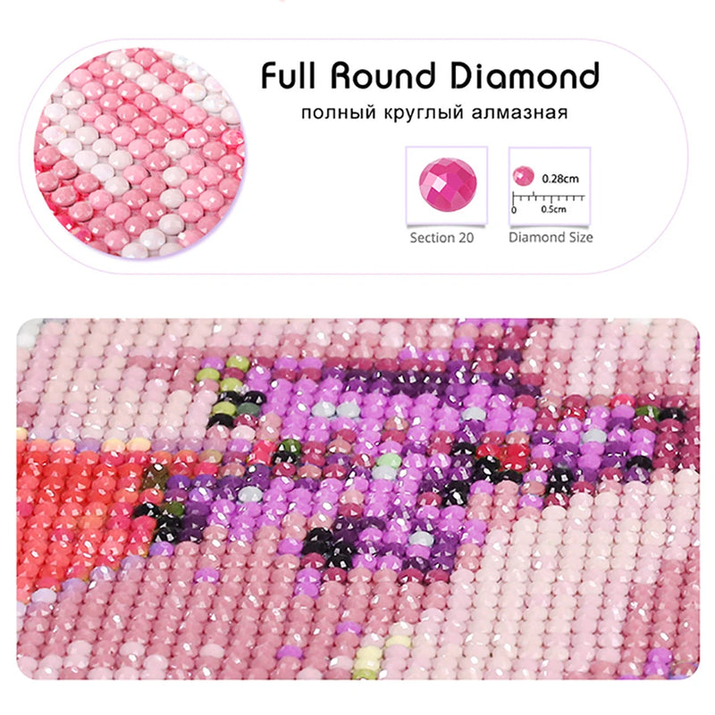 5D DIY Full Round Diamond Painting Letter Series Eeyore Donkey and Flowers Mosaic Art Kit Room Home Living Room Decoration