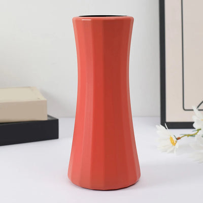 Modern Creative Imitation Ceramic Vase Simple Solid Table Indoor Decoration Vases Nordic Vertical Stripes Plastic Flower Pot