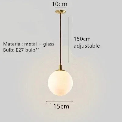 Clear White Glass Ball Chandeliers Parlor Dining Room Bedroom Hanging Lamp Cord Adjustable Creative Home Decoration Pendant