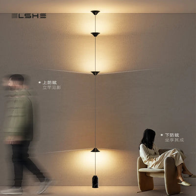 Modern Living Room Hallway Wall Floor Lamp Cone Desigh Art Decorative Iron Hanging Cable Floor Lamp For Bedroom Indoor LED Lamp