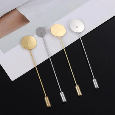 10pcs/set Simulated Pearl Copper Alloy Long Brooch Pin DIY Lapel Dress Jewelry Making Brooches Base/Tray Accessories