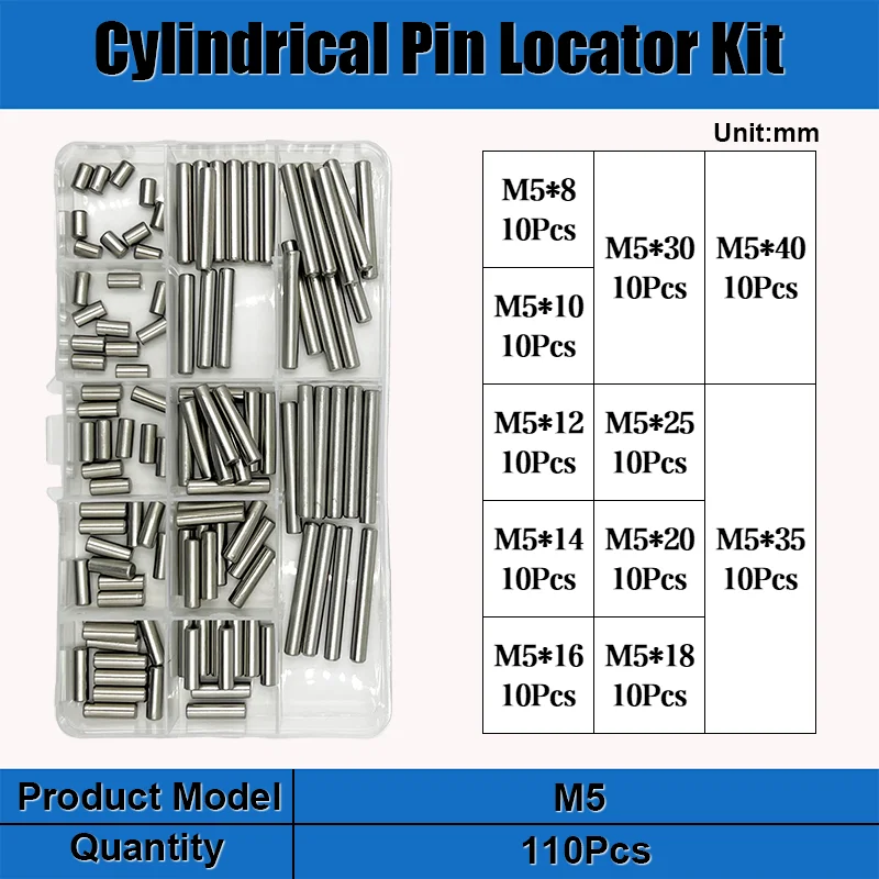 Stainless Steel Cylindrical Pin M1 M1.5 M2 M2.5 M3 M4 M5 M6 M8 Locating Dowel Fixed Shaft Solid Fixing Lock Pin Metal Rod Set