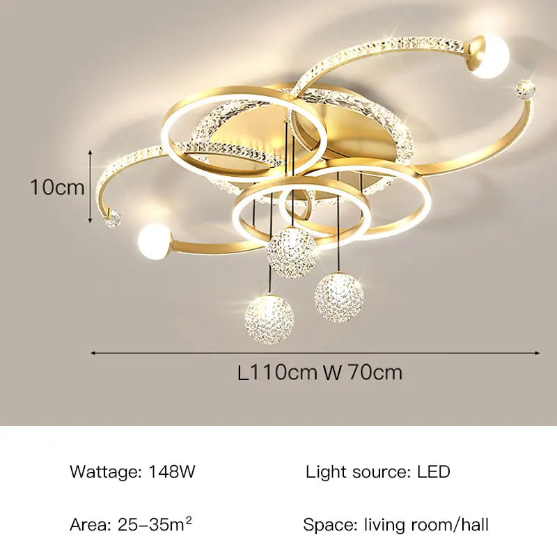 New Modern Led Black Living Room Pendant Light Kitchen Restaurant Glossy Pendant Light Interior Decoration Ceiling Chandelier