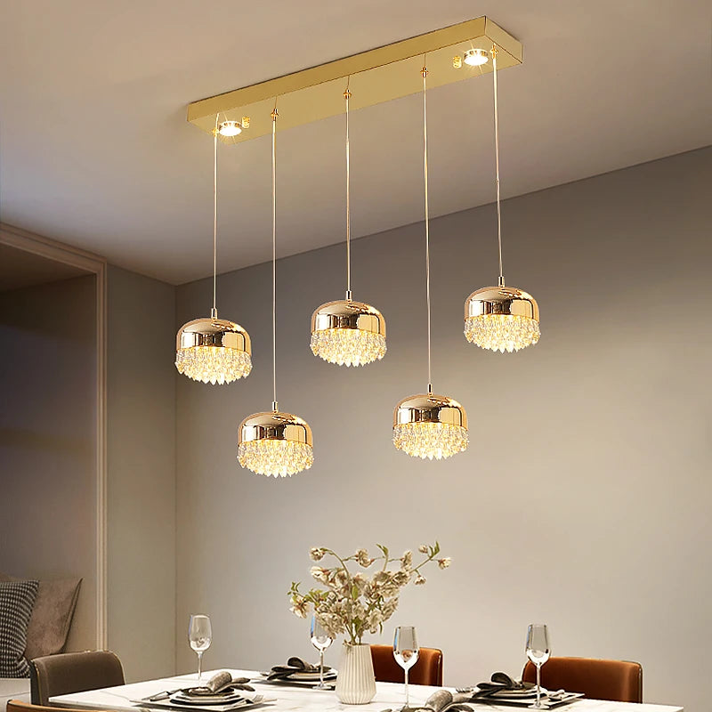 Light luxury Restaurant lamp, Fashionable Dressing room Pendant Lamp, Creative Bar Desk Lamp, 3-head Circular Crystal Lamp