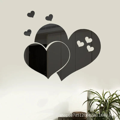 3D Acrylic Wall Stickers Europe Style Hearts Fashion DIY Decals Self-adhesive LOVE Wedding Background Decoration Mirror Ornament