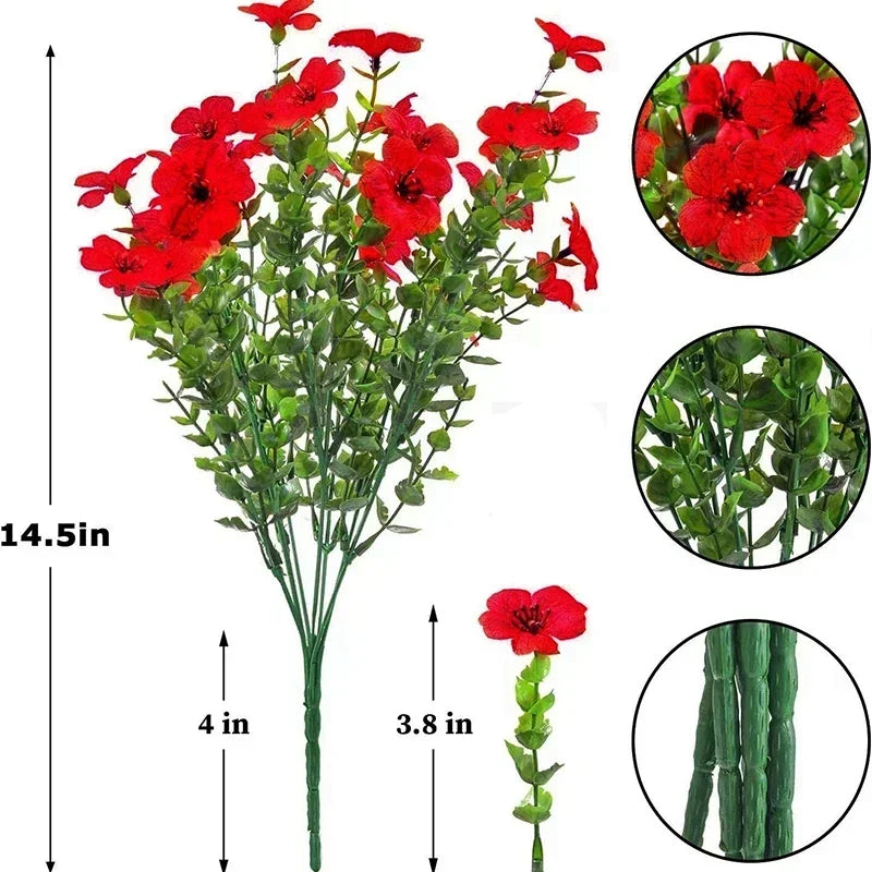 Fake Flowers Outdoor UV Resistant Faux Plants For Outside Yard Wedding Indoor Home Kitchen Farmhouse Decor Artificial Plants