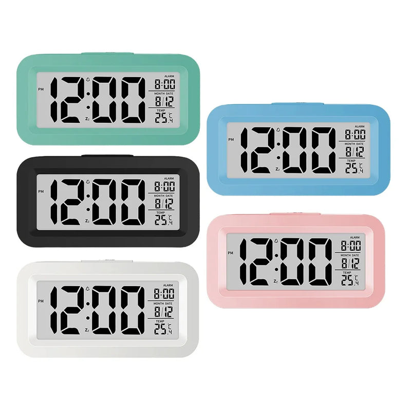 LED Digital Alarm Clock Electronic Digital Alarm LCD Screen Desktop Table Clocks For Home Office With Calendar Thermometer