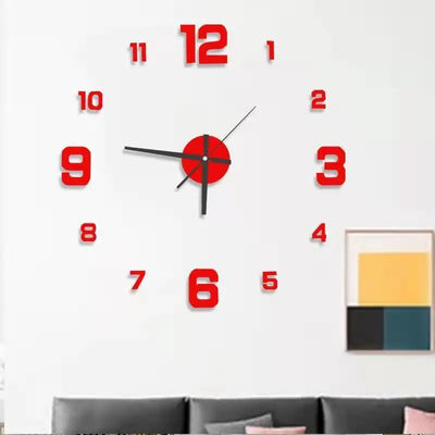 3D Luminous Wall Clock Frameless Acrylic DIY Digital Clock Wall Stickers Silent Clock for Living Room Bedroom Office Wall Decor