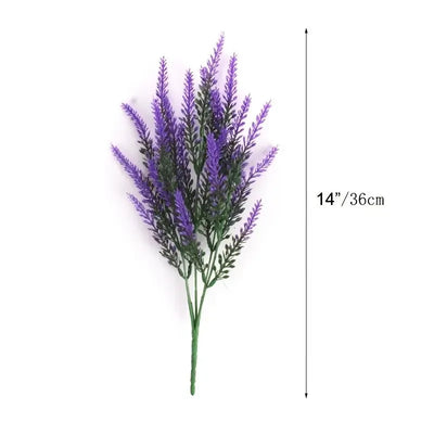 Lavender Artificial Flowers Outdoor UV Resistant Shrubs Plants Fake Flower Greenery for Office Kitchen Wedding Garden Decor