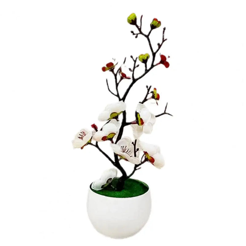 Bonsai Silk Flowers Plum Blossoms Artificial Plant Fake Flowers Pot Flores Sakura Tree Branches Home Room Decoration