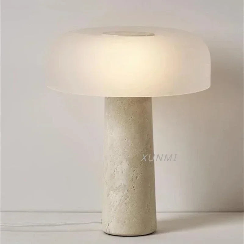 Personality Simple Natural Travertine Living Room Designer Creative Mushroom Bedroom Bedside Lamp Home Decoration LED Table Lamp