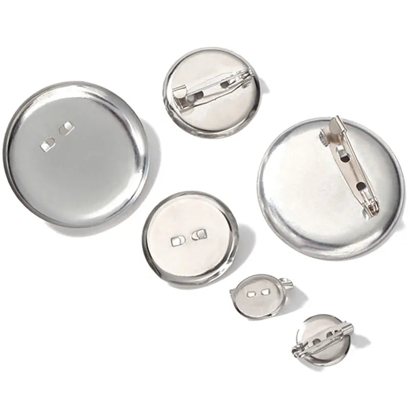 50pcs Metal Brooch Clasps Pin Disk Pad Bezel 13/15/19/23/30mm Blanks Cabochon Base Trays with Pin Clip for Diy Brooches Jewelry