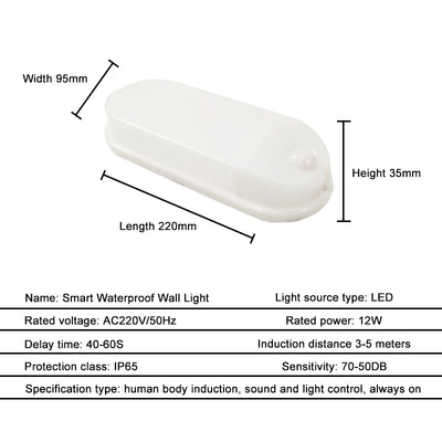 220V outdoor wall lamp LED moisture-proof and waterproof sound and light control constantly on PIR induction corridor wall lamp