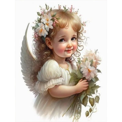 Angel Child 5D DIY Full Round Drill Diamond Painting Decoration Diamond Mosaic Embroidery Art Craft for Home Wall Office Decor