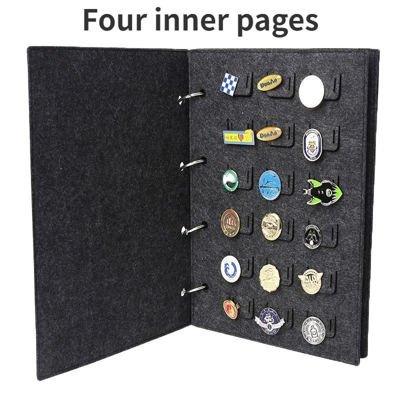 Portable Brooch Storage Book Felt Pin Dust-proof Display Book Tray Metal Badge Collection Medal Organize Storage Box Gifts