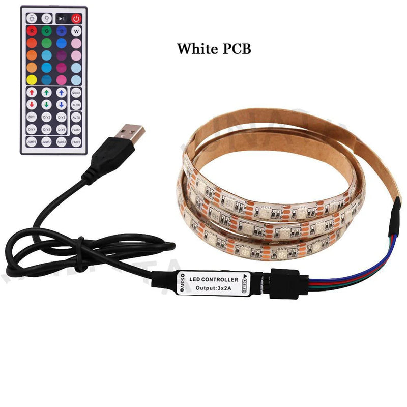 5V USB LED Strip RGB Light 5050 24key / 44key Remote Control Kit USB Power Waterproof Flexible Led Tape Adhesive TV Backlights