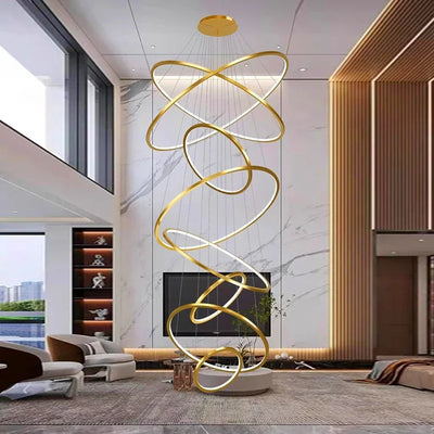 Modern Luxury Living Room chandelier Nordic originality Steel Ring LED Pendant Light Restaurant The hotel lobby home decor items