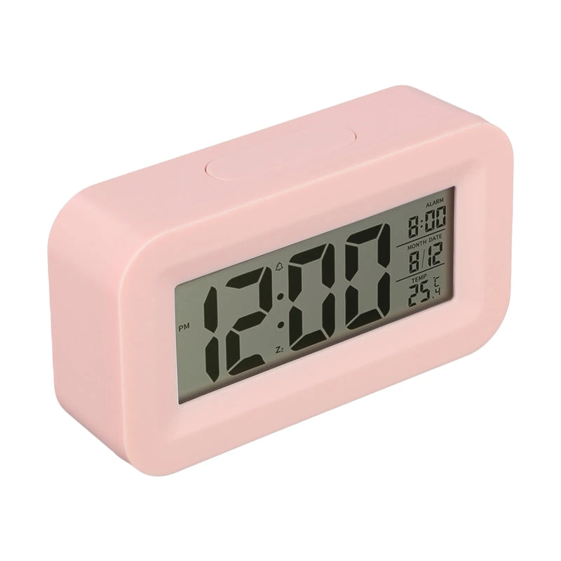 LED Digital Alarm Clock Electronic Digital Alarm LCD Screen Desktop Table Clocks For Home Office With Calendar Thermometer