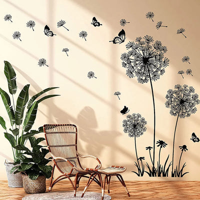 Black Dandelion Sitting Room Bedroom Wall Stickers Household Adornment Decor Decals Mural Art Poster On The Wall