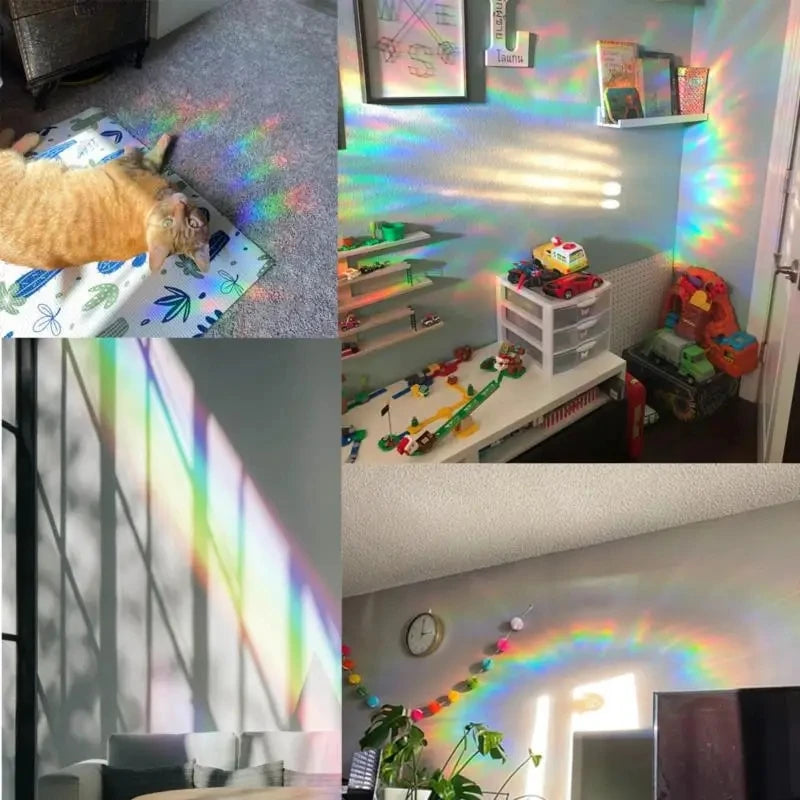 Rainbow Suncatcher Window Stickers PVC Cat Butterfly Prism Glass Wall Sticker Home Kids Bedroom Decoration Self Adhesive Decal