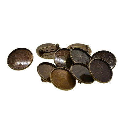 s Brooch Clasps Pin Blank Cabochon Trays Backs fit 25mm Round