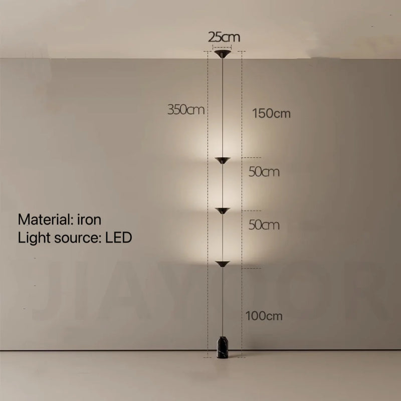 Modern Living Room Hallway Wall Floor Lamp Cone Desigh Art Decorative Iron Hanging Cable Floor Lamp For Bedroom Indoor LED Lamp