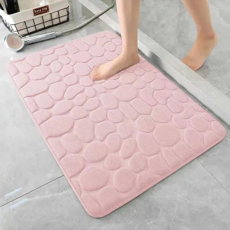 Quick-dry Bath Mat Soft Absorbent Cartoon Pebble Bathroom Rug for Shower Bathtub Entryway Non-slip Odor-free Carpet Pvc Bottom