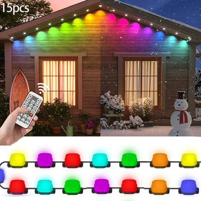 17/15M LED Outdoor Ambient Lights Eaves Camp Gardens Corridors Music Sensing Dynamic RGB Flow Lamp Wall Lighting Night Light