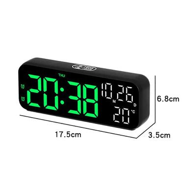 LED Digital Alarm Clock Snooze Temperature Date Display USB Desktop Strip Mirror LED Clocks for Living Room Decoration