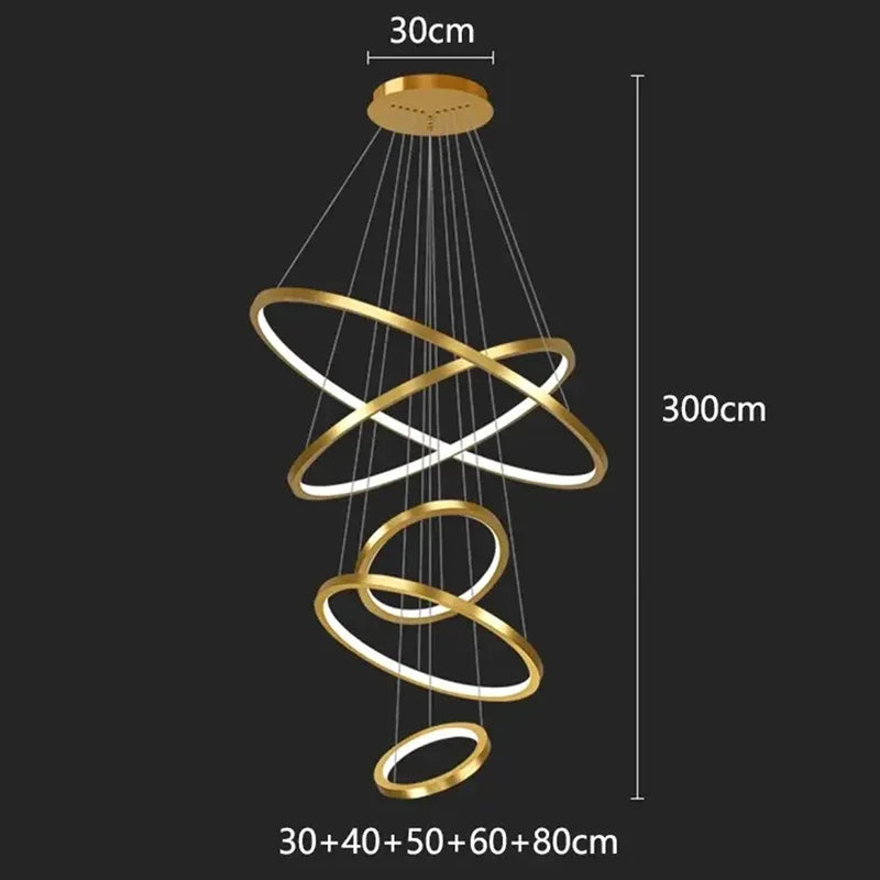 Modern Luxury Living Room chandelier Nordic originality Steel Ring LED Pendant Light Restaurant The hotel lobby home decor items