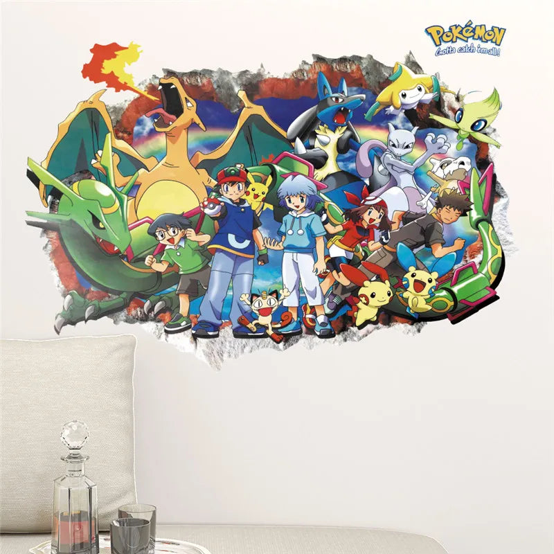 Cartoon Pokémon Pikachu Wall Sticker For Kids Room Living Room Bedroom Wall Decoration Kids Gifts Door Sticker  Cute Posters