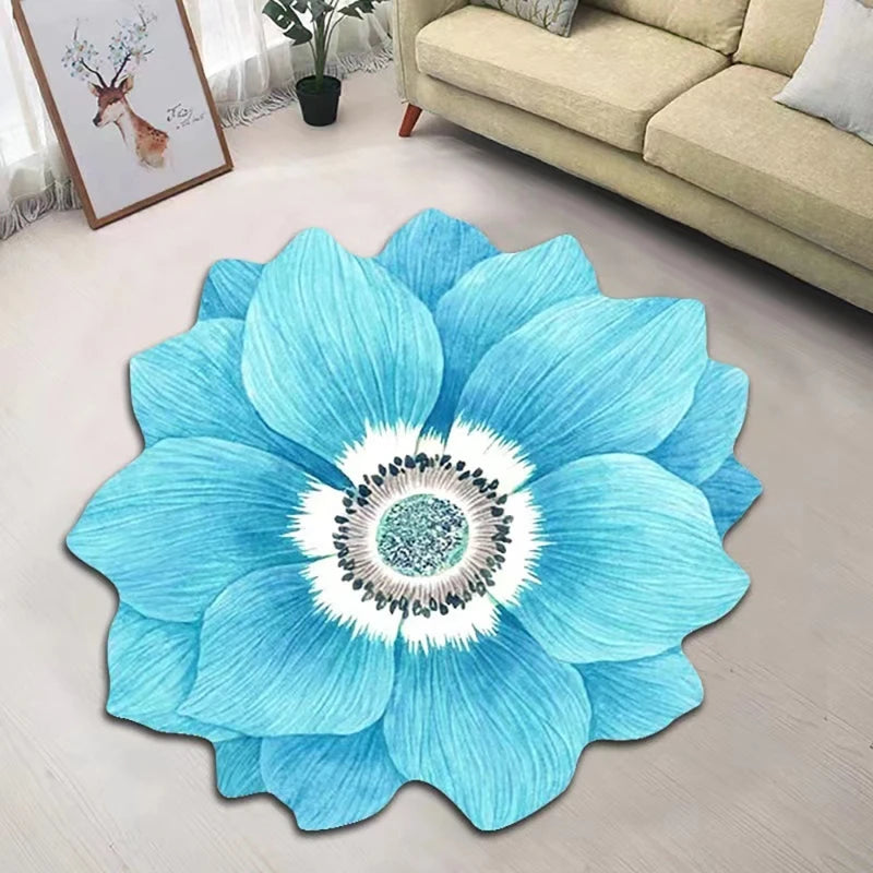 Flower Cut Rug 80x80cm Soft Touches Easy Maintenance Mat for Any Room Home