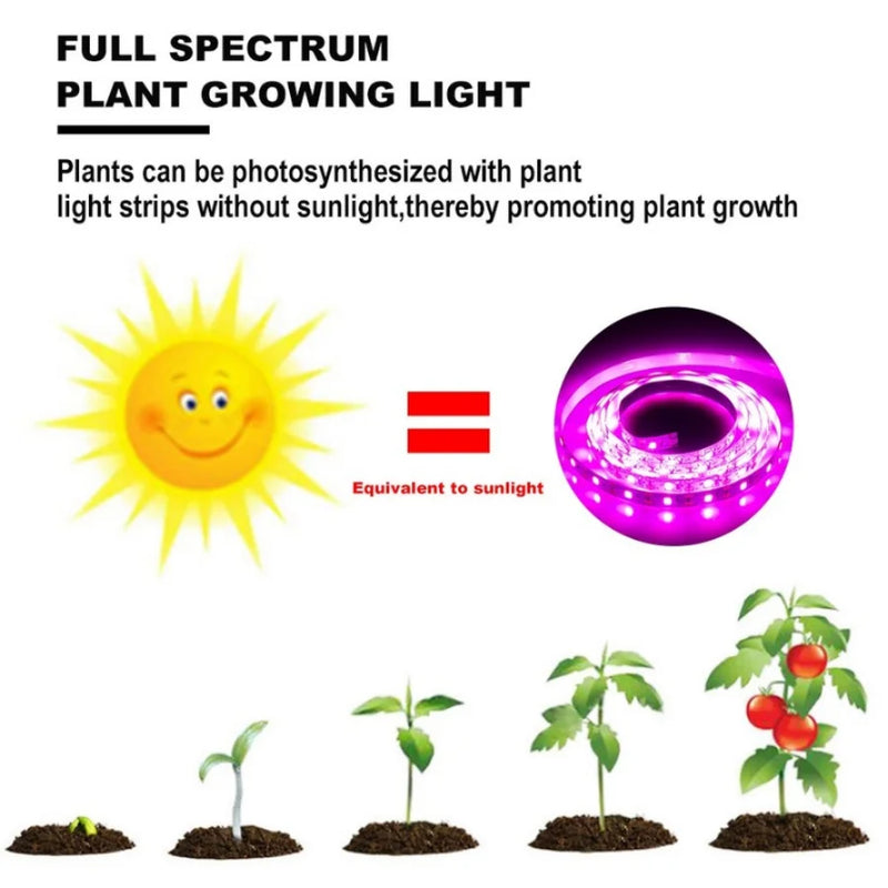 DC 5V USB LED Grow Light Full Spectrum 1-5m Plant Light Grow LED Strip Phyto Lamp for Vegetable Flower Seedling Grow Tent