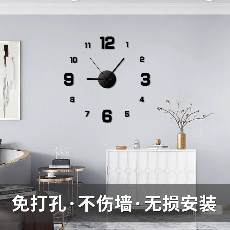 3D Luminous Wall Clock Frameless Acrylic DIY Digital Clock Wall Stickers Silent Clock for Living Room Bedroom Office Wall Decor