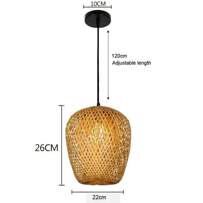 Bamboo Hanging Lamp Pendant Ceiling Light Rattan Wicker Lustre Hand Knit Braiding Suspended Home Dining люстра потолочная